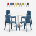 Set 4 polypropen stolar bar restaurang vitt bord Horeca 90x90cm Jasper White Kampanj