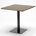 Set bord trä metall Horeca 90x90cm 4 stolar design stapelbara Dustin 