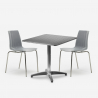 Set kvadratiskt fällbart bord 70x70cm stål 2 stolar utomhus Mores Val