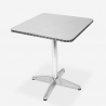 Set kvadratiskt fällbart bord 70x70cm stål 2 stolar utomhus Mores Egenskaper