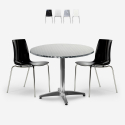 Utomhusset 2 stolar modern design 70cm runt bord stål Remos Kampanj