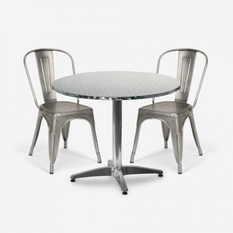 set runt bord 70cm stål 2 vintage stolar design taerium Kampanj