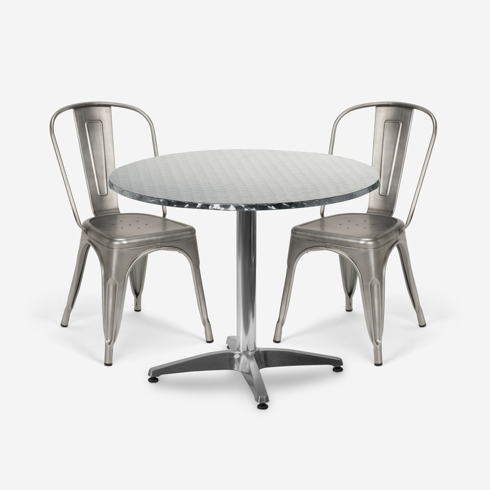 set runt bord 70cm stål 2 vintage stolar design taerium