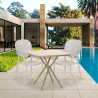 Set 2 stolar kvadratiskt beige bord 70x70cm inomhus utomhus design Lavett Bestånd