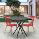 Set kvadratiskt svart bord 70x70cm 2 stolar modern design Roslin Black Bestånd
