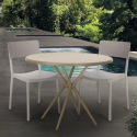 Set 2 stolar polypropen runt beige bord 80cm design Aminos Försäljning