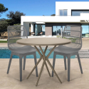 Set 2 stolar modern design runt beige bord 80cm utomhus Bardus Mått