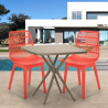 Set 2 polypropen stolar kvadratiskt beige bord 70x70cm design Cevis Försäljning
