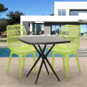 Set 2 polypropen stolar kvadratiskt svart bord 70x70cm modern design Cevis Dark Försäljning