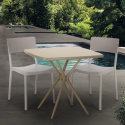 Set 2 stolar kvadratiskt beige bord 70x70cm polypropen design Regas Val