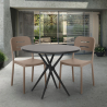 Set runt svart bord 80cm 2 stolar modern design Ipsum Dark Val