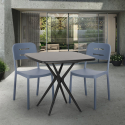Set 2 stolar modern design kvadratiskt svart bord 70x70cm Larum Dark Försäljning