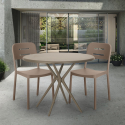 Set 2 stolar polypropen design runt beige bord 80cm Ipsum Försäljning