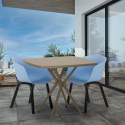 Set kvadratiskt beige bord 70x70cm 2 stolar modern design Navan Val
