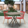 Set kvadratiskt beige bord 70x70cm 2 stolar modern design Roslin Val