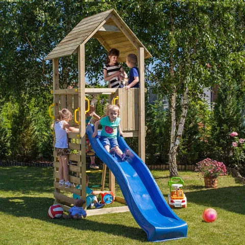 Lekplats i trä för barn i trädgården torn med rutschkana Carol-1 Kampanj