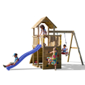 Lekplats i trä för barn trädgården torn med rutschkana gunga klättring Carol-3 Erbjudande