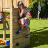 Lekplats i trä för barn trädgården torn med rutschkana gunga klättring Carol-3 Rabatter