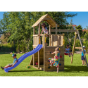 Lekplats i trä för barn trädgården torn med rutschkana gunga klättring Carol-3 Katalog