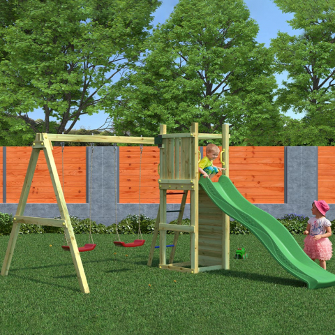 Lekplats trädgård barn rutschkana dubbelgunga klättring Funny-3 DS Kampanj