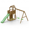 Torn med rutschkana gungor sandlåda lekplats i trä för barn Boomer Erbjudande