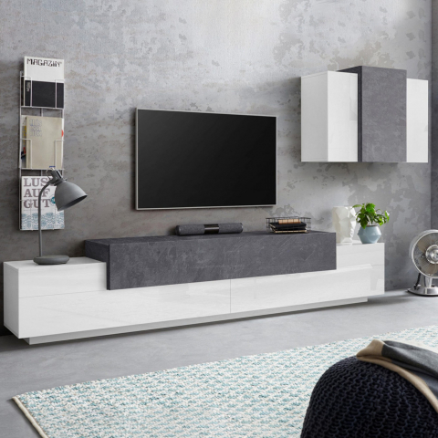 TV-bänk och mediamöbel vardagsrum modern design väggenhet vit antracit Corona Moby Report
