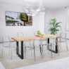 Set 6 transparenta stolar matbord 200x80cm industriell design Lewis Försäljning