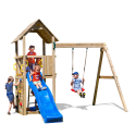 Lekplats i trä för barn i trädgården torn med rutschkana gunga klättring Carol-2 Erbjudande