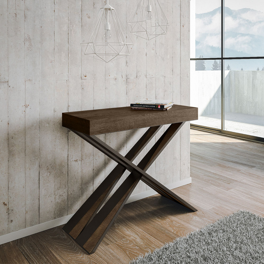 Utdragbart konsolbord modern design 90x40-300cm trä matbord Diago Noix Kampanj