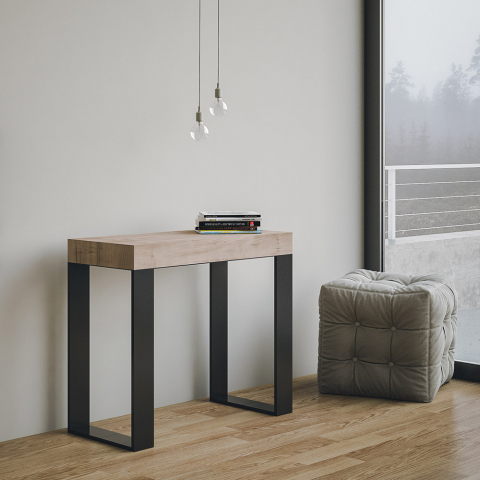 Utdragbart konsolbord modern design 90x40-300cm trä metall matbord Tecno Oak