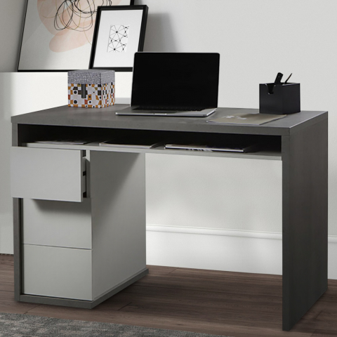 Grått Skrivbord med 3 Lådor för Kontor Modern Design 110x60cm Mackay