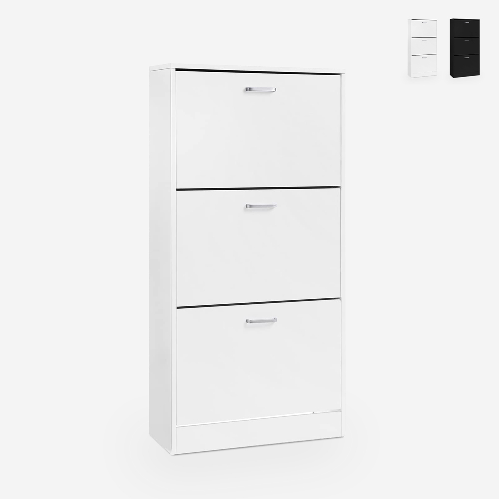 Platsbesparande vertikalt skoskåp 63x24x115cm 3 dörrar 18 par skor Batu