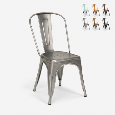 20 stolar industriell design metall vintage shabby chic tolix stil Steel Old Kampanj