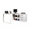 Hörnskrivbord med lådor glansigt vitt modern design 170x140cm Glassy Erbjudande