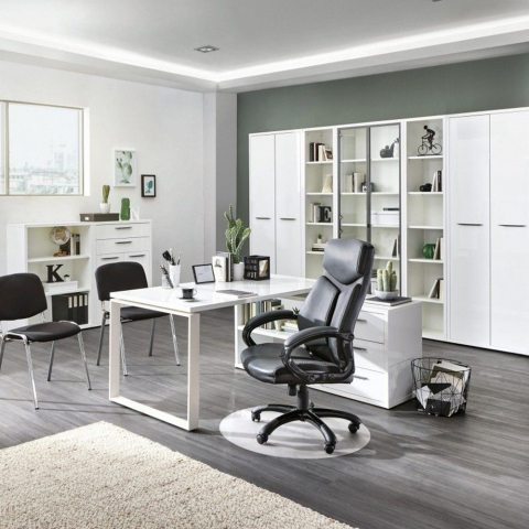Hörnskrivbord med lådor glansigt vitt modern design 170x140cm Glassy Kampanj