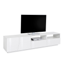 TV-bänk blank vit vardagsrum modern design 200x43cm Hatt Rabatter