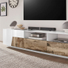 TV-bänk 200x43cm vardagsrum vit trä modern design Hatt Wood Mått