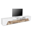 Modern TV-bänk 260x43cm vardagsrumsvägg vit trä More Wood Rabatter