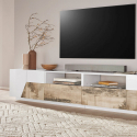 Modern TV-bänk 260x43cm vardagsrumsvägg vit trä More Wood Modell