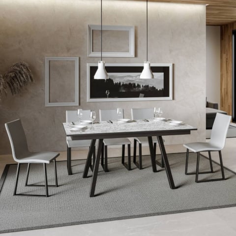 Utdragbart matbord 90x160-220cm modern design Mirhi Long Marble Kampanj