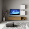 Modern väggmonterad TV-bänk för vardagsrum med 4 väggenheter A115 Kampanj