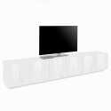 TV-bänk vardagsrum 6 dörrar 3 fack modern design Ping Low XL White Erbjudande