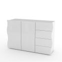 Skänk sideboard kök 130cm 2 dörrar 4 lådor blank vit Onda Kommode Erbjudande
