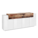 Skänk sideboard 200cm vit och trä design med dörrar och 4 fack Corona Side Erbjudande