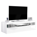 TV-bänk 130cm 2 fack 1 dörr blank vit vardagsrum design Burrata Smart Erbjudande