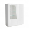 Vitrinskåp modern bokhylla vardagsrum salong glänsande vit design Vega Bias Erbjudande