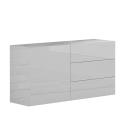 Skänk sideboard med lucka och 3 lådor blank vit vardagsrum Metis Three Erbjudande