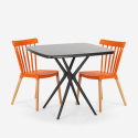 Set kvadratiskt svart bord 70x70cm 2 stolar modern design Roslin Black Kostnad