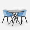 Set kvadratiskt svart bord 70x70cm 2 stolar modern design Navan Black Mått