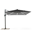 Svart parasoll med justerbar arm decentraliserad stolpe med 3x3m Led solsken Paradise Noir Light Rabatter